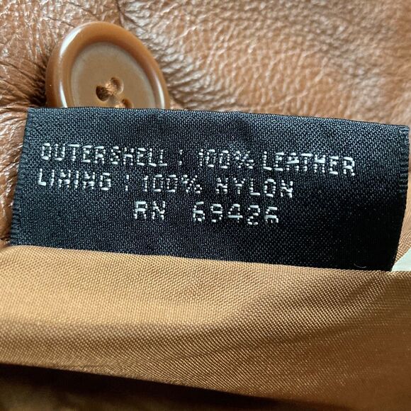 Wilsons Leather Jacket Women's M Medium Brown Tobacco Coat pointed collar - Picture 9 of 12